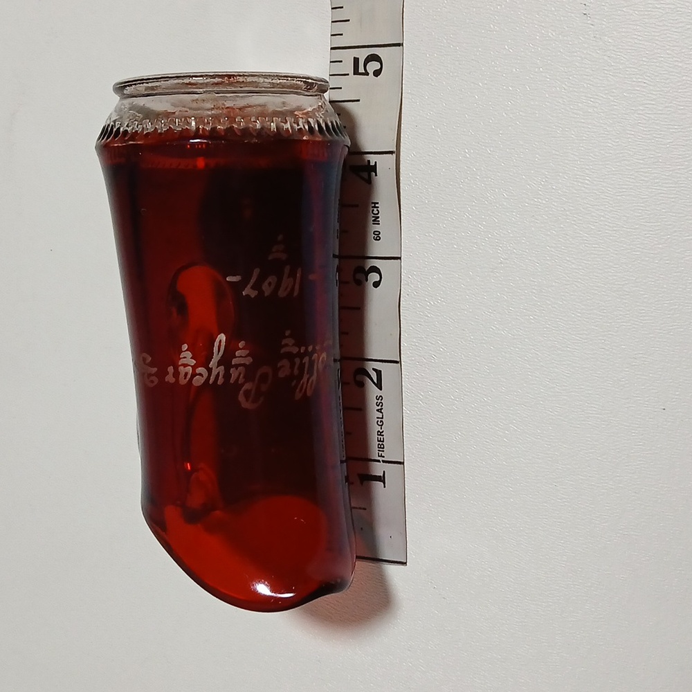 Ruby Red Stain Flash Glass Creamer to Clear Glass Handle Vintage 1907 - Picture 11 of 11